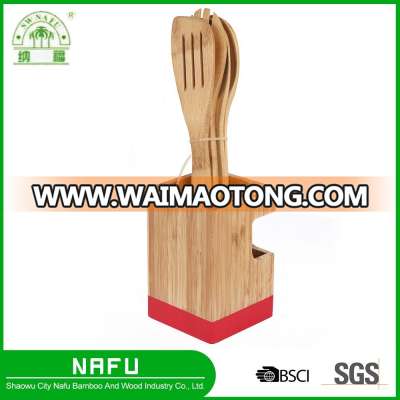 2017 new high quality bamboo spoon kitchen utensils rest / holder