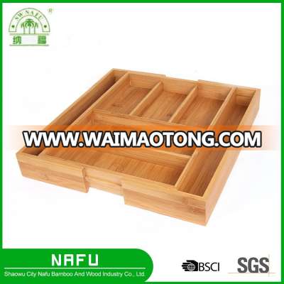 Expandable bamboo cutlery tray for kitchen from china factory