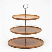 3-Tier round shape bamboo snack fruit tray