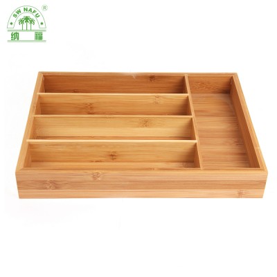 Eco-friendly bamboo kitchen cutlery tray for utensils flatware