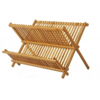 hot selling bamboo plate storage rack kitchen dish drying drainer rack Traditional Wooden Plate Rack