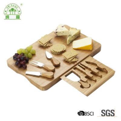 Handmade high quality bamboo cheese board set wholesale