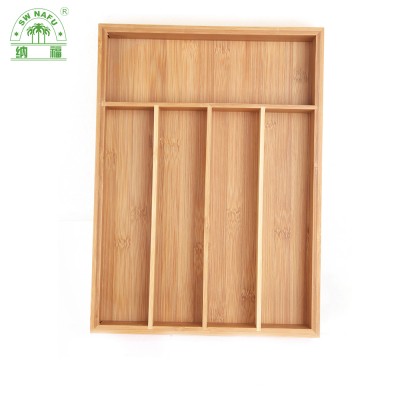 Expandable healthful natural bamboo cutlery tray for kitchen