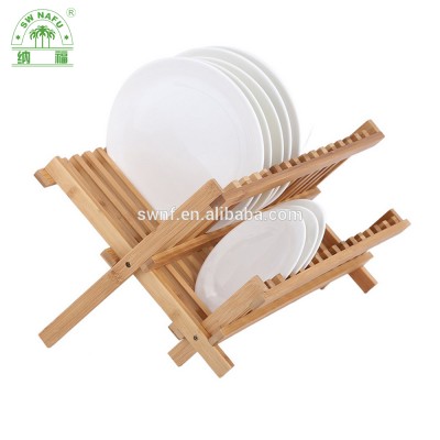 Eco-friendly custom bamboo wooden folding dish drainer rack