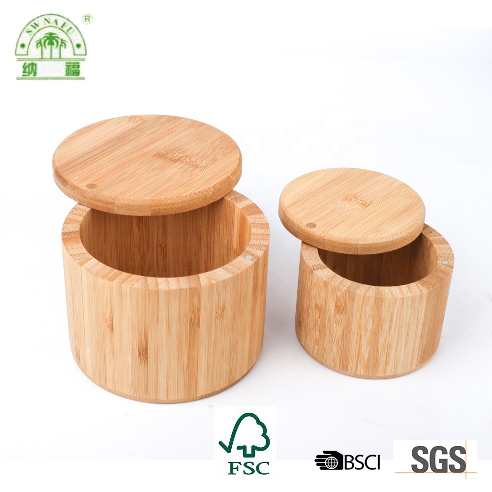 Wholesale home basic quality bamboo jar for spice storage set of 2