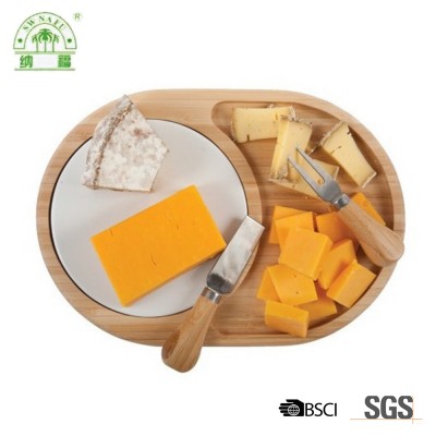 Smooth finish bamboo cheese board with knives sell online