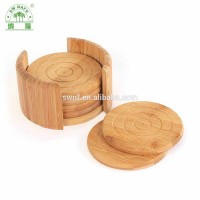 Round thick high quality bamboo wooden bowl & cup coaster set