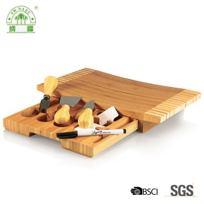 201New products eco-friendly bamboo wooden cheese board with knives