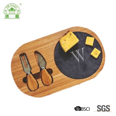 Fresh and natural bamboo cheese cutting board with knives