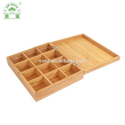 Custom hot selling eco-friendly bamboo tea storage box with lid