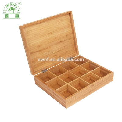 Custom handmade high quality bamboo tea bag box with lid