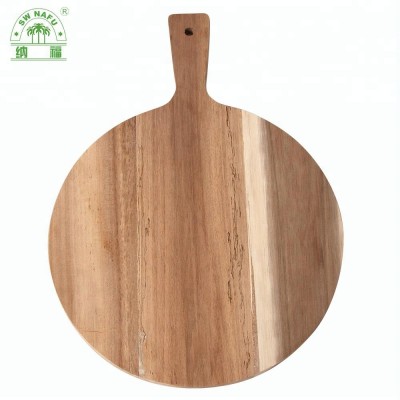 Lively home goods round blank acacia wood cutting board with handle wholesale