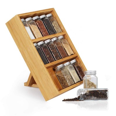 4-layer bamboo tea spice rack organizer storage shelf holder for kitchen